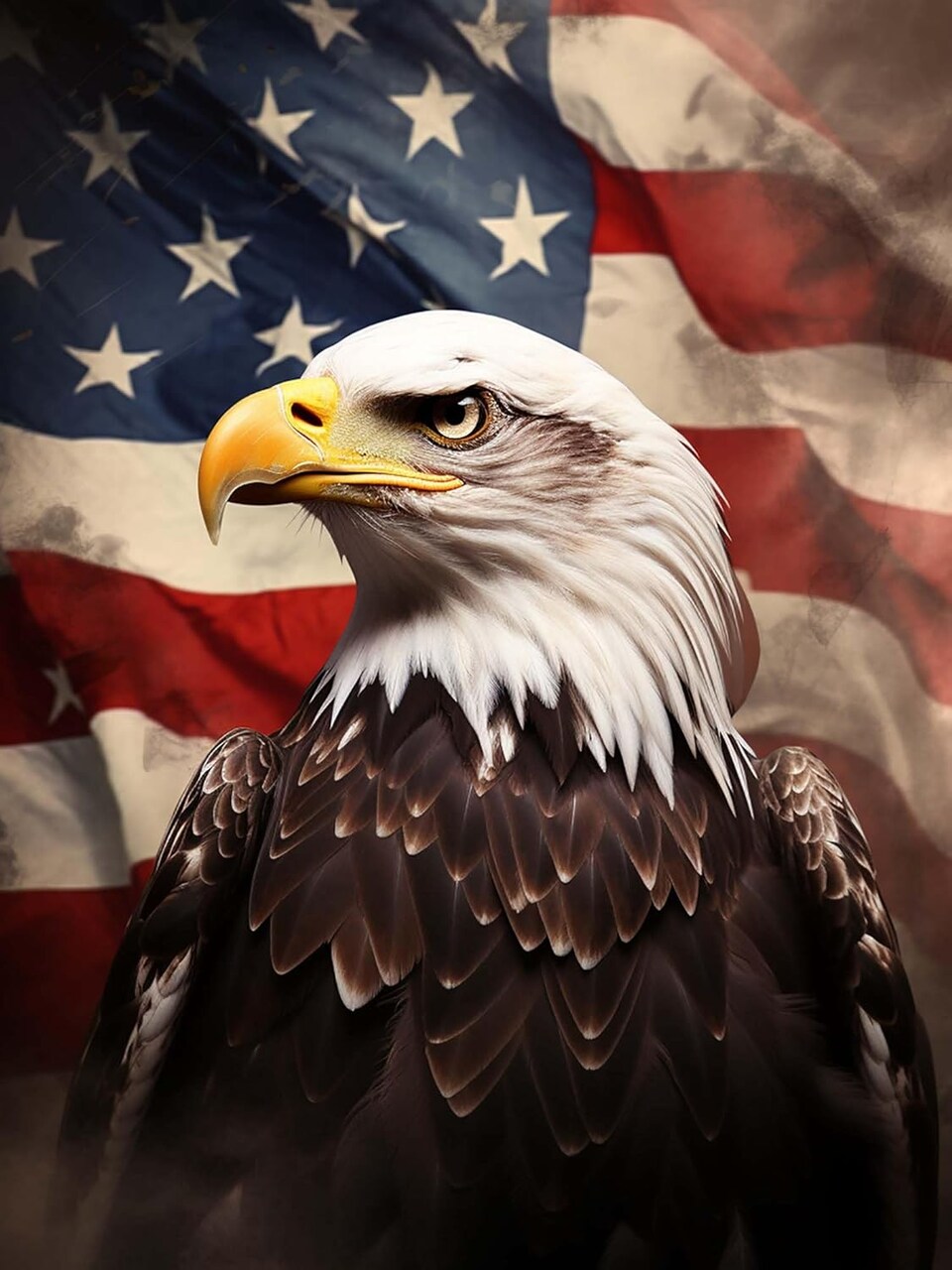 5D Eagle Diamond Painting Kits - DIY Diamond Art Kits for Adults American Flag, Full Round Drill - Crystal Cross Stitch - Adults Craft for Wall & Office Decor - 12x16 inch